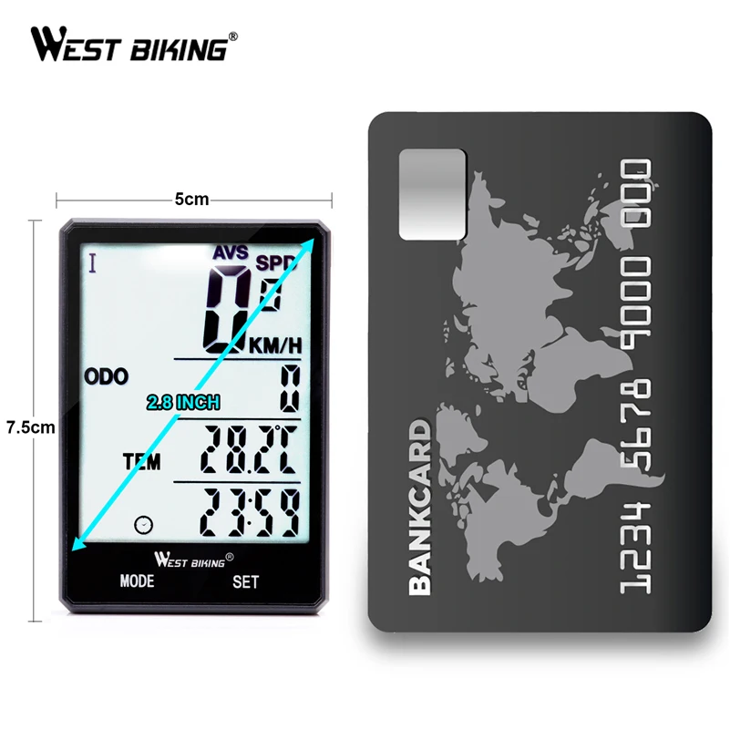 WEST BIKING MTB Road Bicycle Computer Wireless Outdoor Waterproof Bike Stopwatch Odometer LED Backlight  Cycling Speedometer