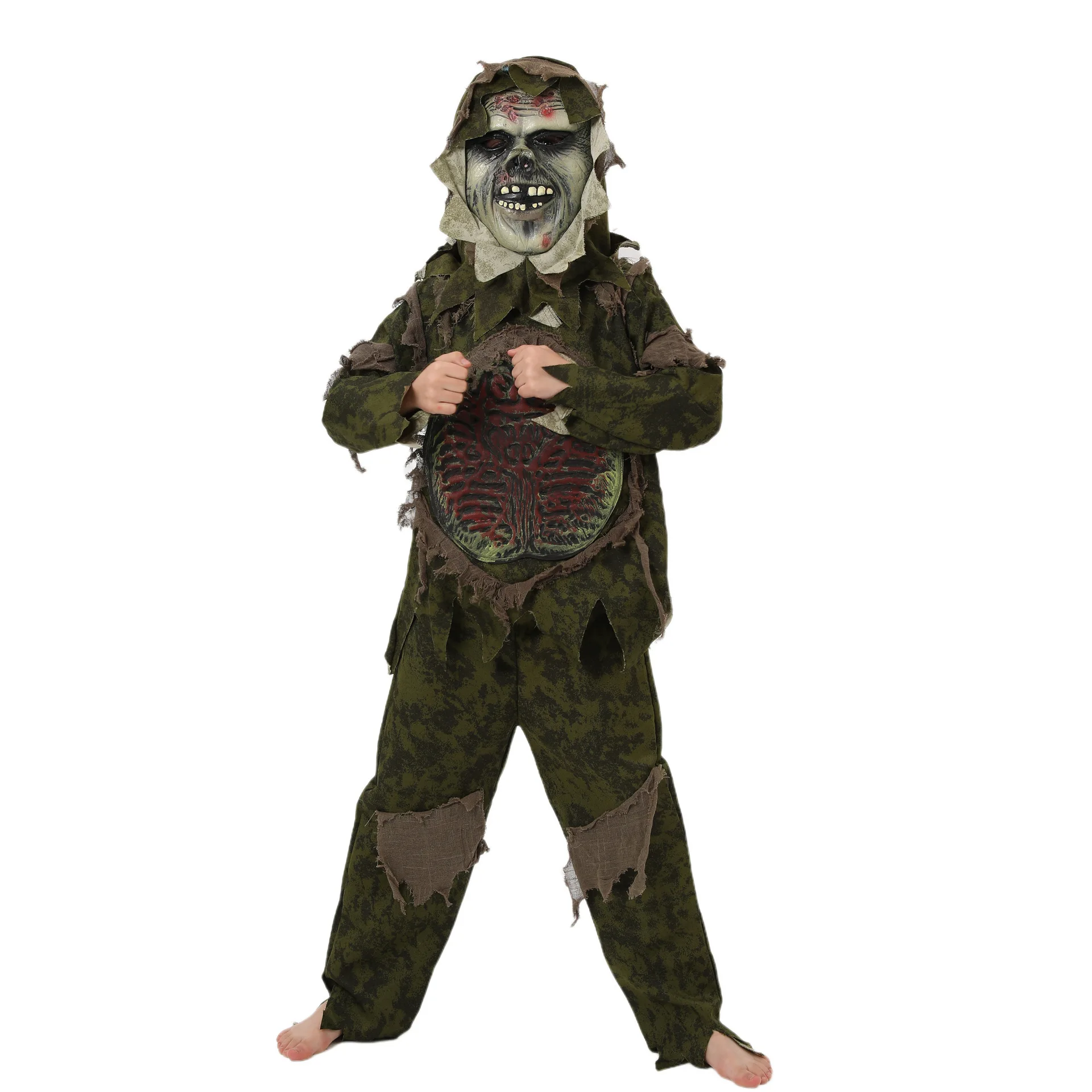 2025 New Arrival Living Dead Bloody Skeleton Monster Swamp Zombie Holloween Outfit Kids Rotten to the Core Bug Zombie Costume