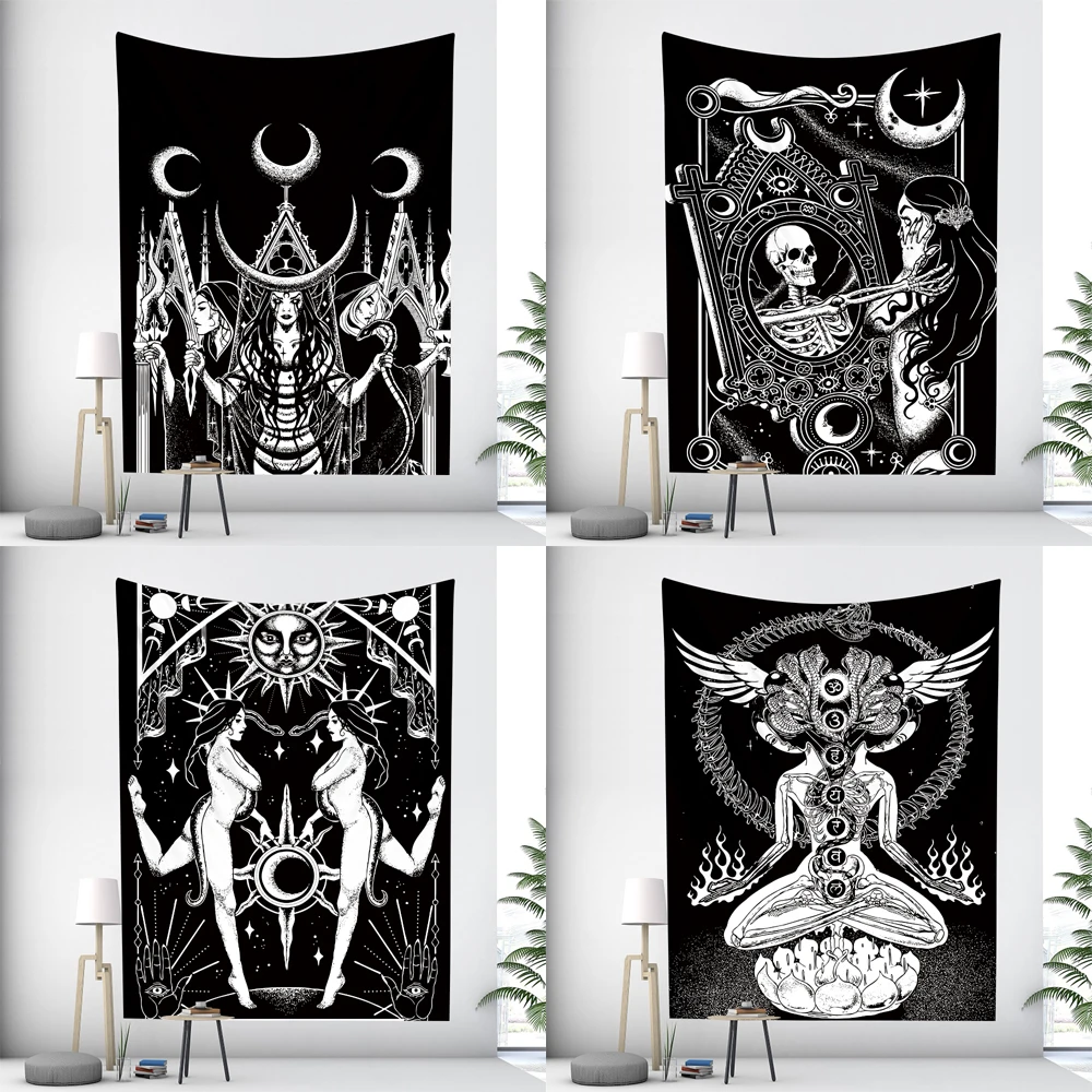 Moon Goddess Tarot Card Home Decoration Tapestry Psychedelic Scene Hippie Bohemian Mandala Bedroom Wall Decoration Mattress