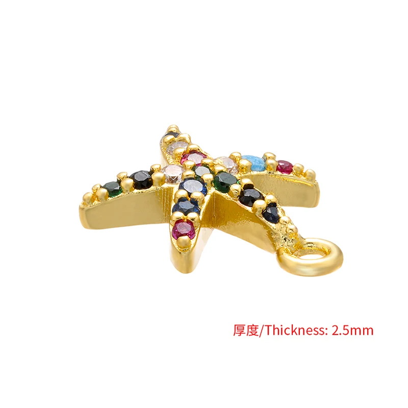 ZHUKOU crystal brass snowflake pendant starfish pendant for women  DIY necklace earrings jewelry accessories model: VD535