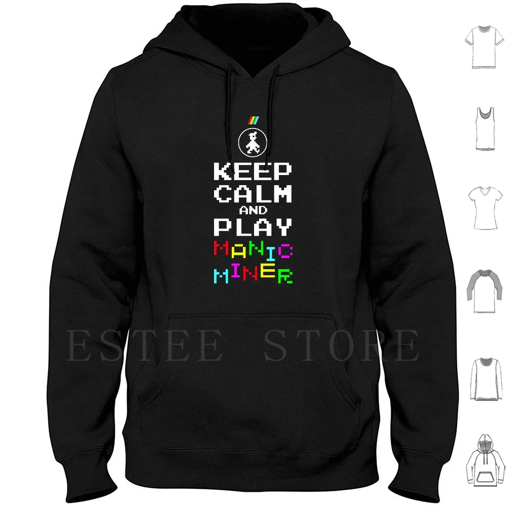 Sudadera con capucha Keep Calm Manic Miner de manga larga Dvg Dizionario Dei Videogiochi Manic Miner Spectrum Zx Zx Spectrum 80s Retro
