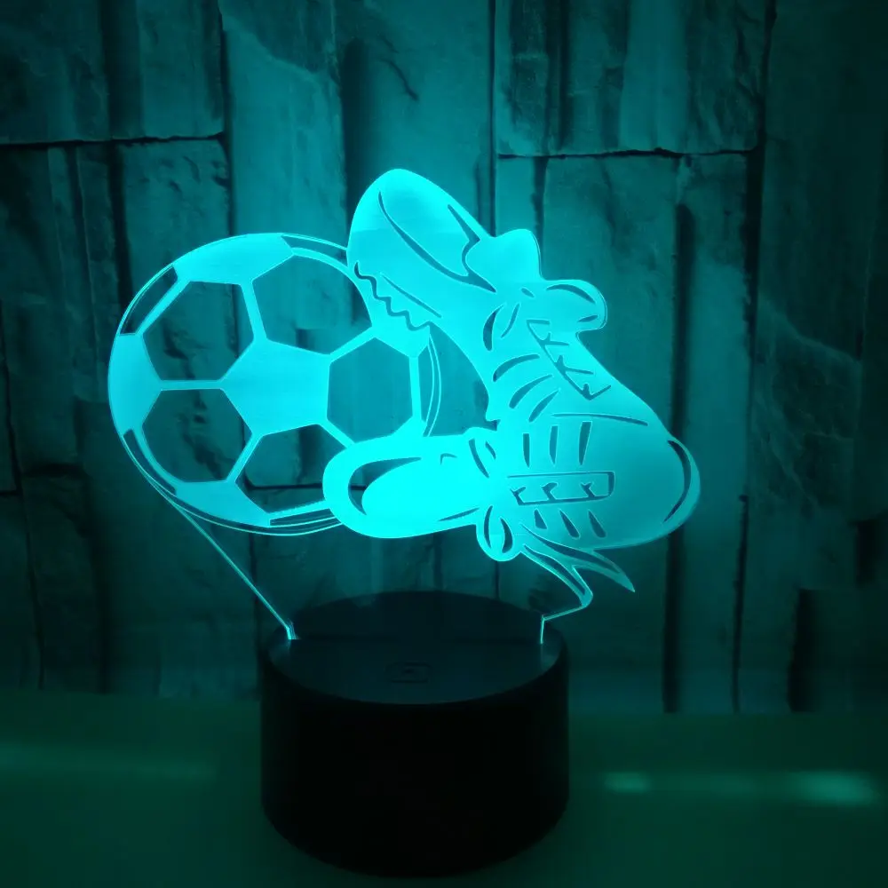 Football and Shoes 3D Lamp 7 Color Chanign USB LED Night Ligh Toy Home Bedroom Beside Decor Table Lamp Sports Boy New Year Gift