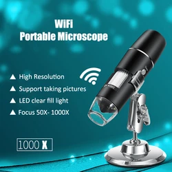 50X-1000X USB microscopio Wifi microscopio digitale lente d'ingrandimento fotocamera 8LED con supporto per Android IOS iPhone iPad