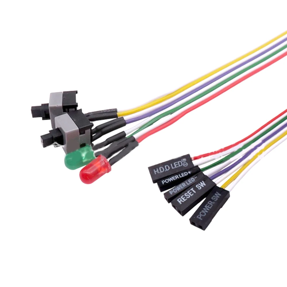 65CM Computer Motherboard Power Cable Original On Off Reset with LED Light PC Power Reset Switch