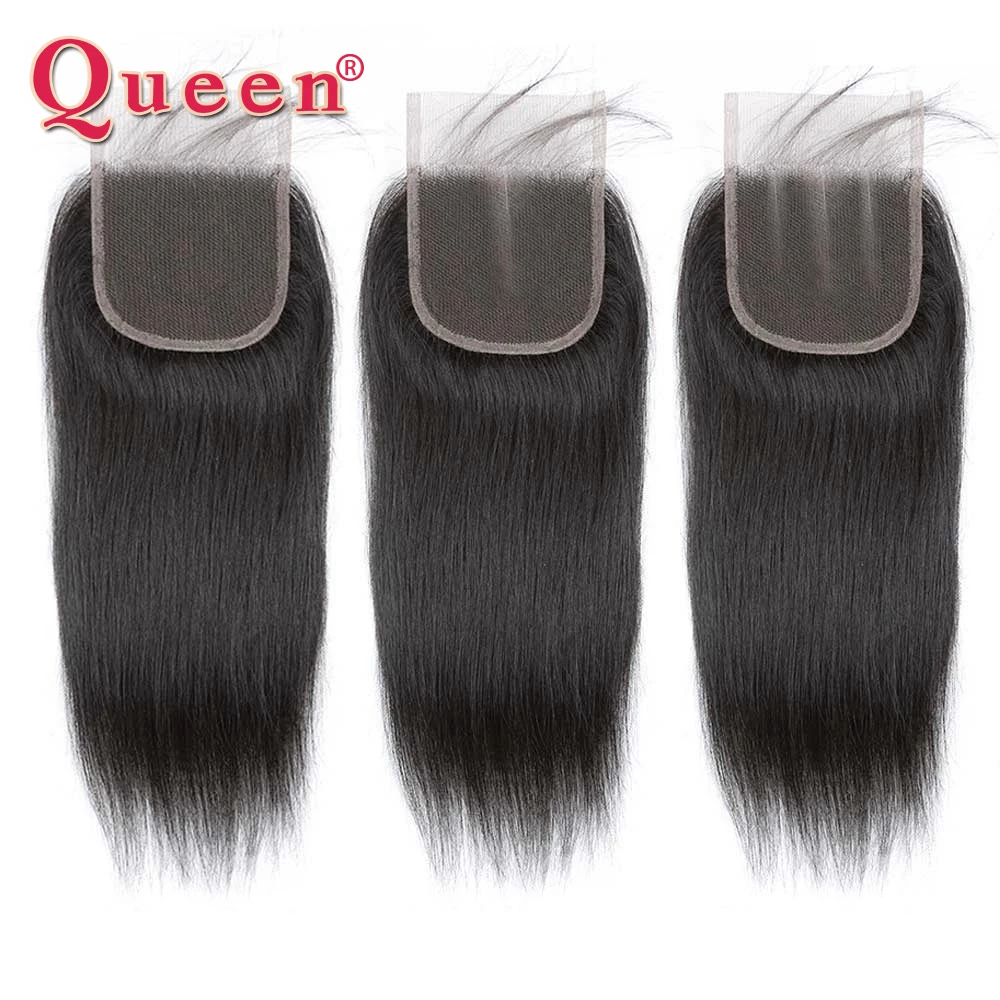 

Straight Transparent Lace Closure 4x4 Free/Middle/Three Part Brazilian Human Hair Extension 1/3/5 Pcs Swiss Lace Closure Hair