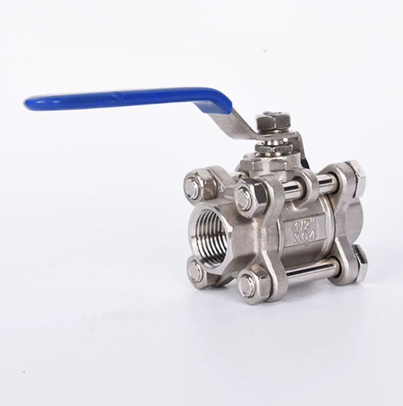 

1/2" 3/4" 1" Female Thread SS304 Stainless Steel 1000 WOG 3pcs Full Port Ball Valve DN15 DN20 DN25