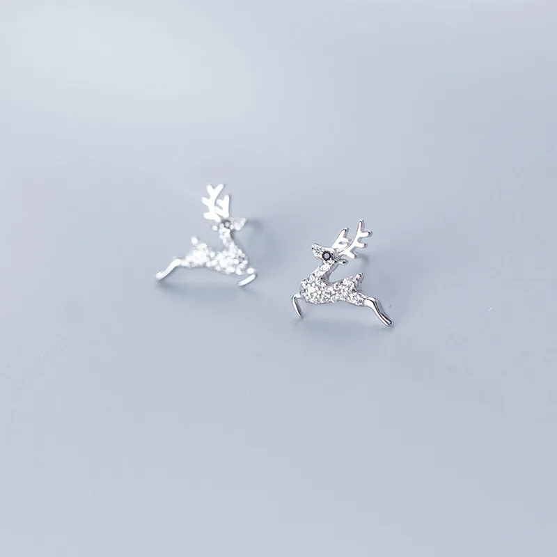 New Christmas Deer Stud Earrings for Women Cute Animal Elk Rhinestone Earring Merry Christmas New Year Wedding Jewelry Gifts