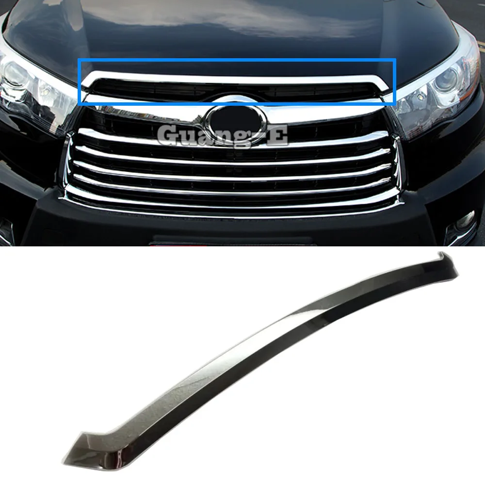 

For Toyota Highlander 2015 2016-2020 Car Sticker Cover Bumper Engine ABS Chrome Trims Front Grid Grill Grille Frame Edge 1pcs