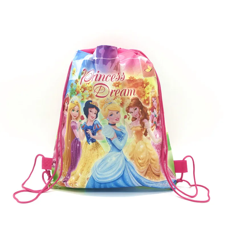 8/16/24/50PCS Six Princess Snow White Disney Drawstring Bags Travel Pouch Belle Cute Bag Cinderella School Backpack Portable