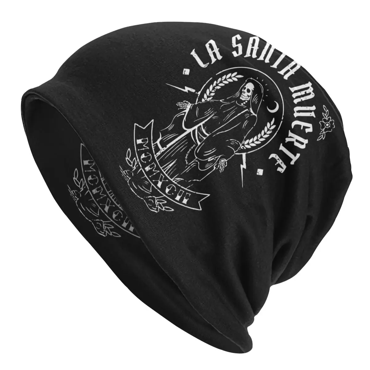 La Santa Muerte Bonnet Hat Hip Hop Street Skullies Beanies Hat for Men Women Knitted Hat Spring Warm Dual-use Unisex Cap