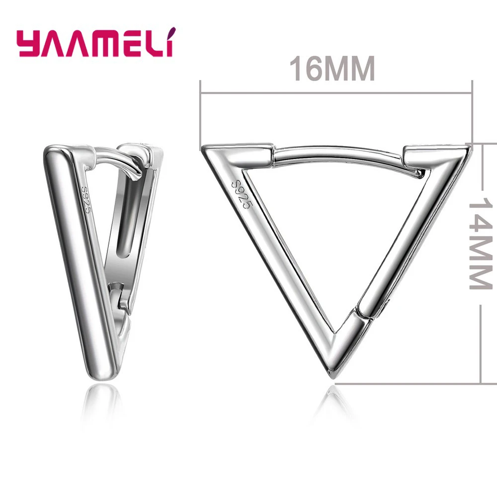 100% Real 925 Sterling Silver Earrings Statement Heart Star Square Round Geometric Hoop Flexible Earwire Leverback Women Jewelry