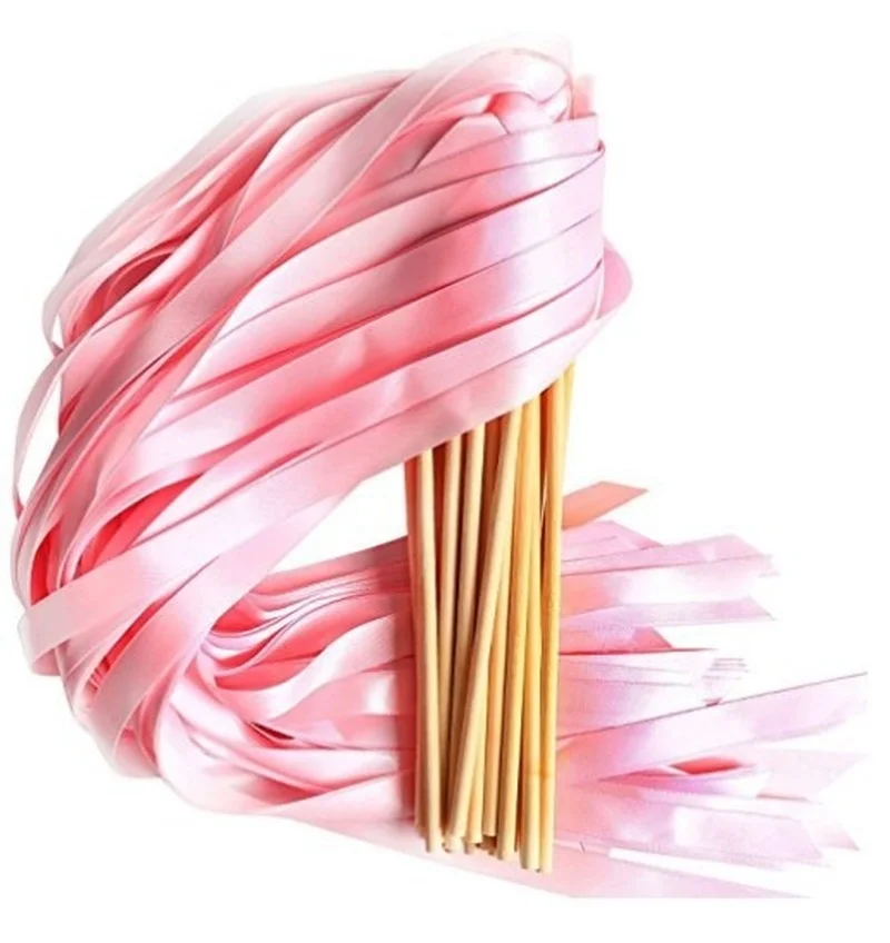 50Pcs/lot Color Ribbon Stick Rotating Magic Wand Twirling Streamers Party Supplies Scene Wedding Birthday Decoration Ribbon Rod