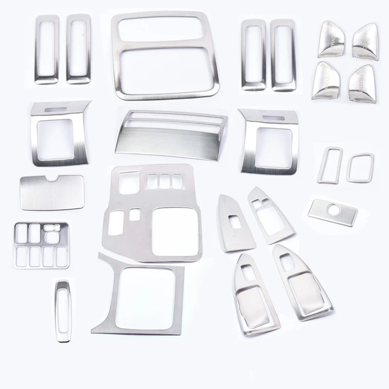 FJ120 26pcs Stainless DashBoard Cover Interior Styling Mouldings For Toyota Land Cruiser prado 120 Accessories