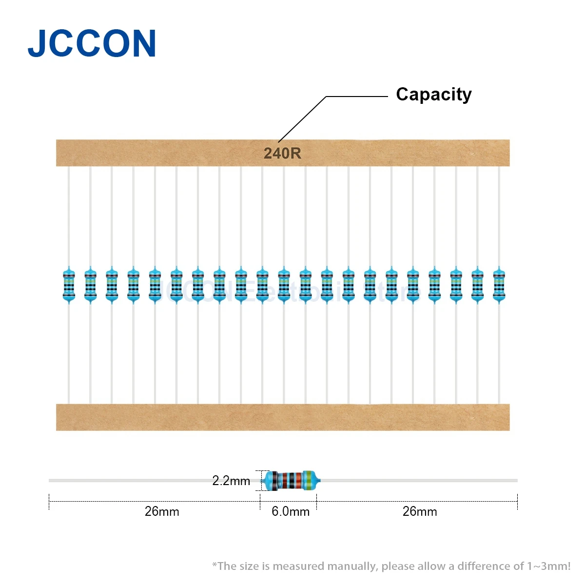 2600Pcs 1/4W 1RΩ-3MΩ 5% 73 Value Metal Film Resistor Rang Carbon Film Metal Resistors Assortment Kit Set Resistor