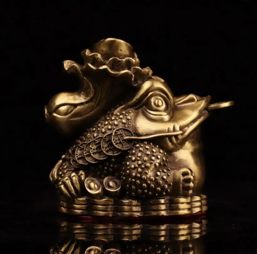 Archaize brass cabbage three foot gold toad store office Desktop decorations crafts statue