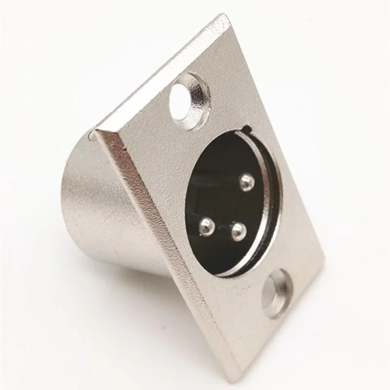 2Pcs 고품질 3Pin XLR 금속 하우징 커넥터 구멍 패널 마운트 섀시 소켓, 남성/여성 잭 플러그 사각형 모양의 금속