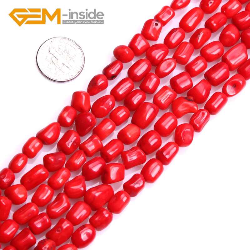 Smooth Potato Freefrom Red Coral Beads Dyed Color For Jewelry Making Strand 15 inches For Bracelet Necklace Wholesale