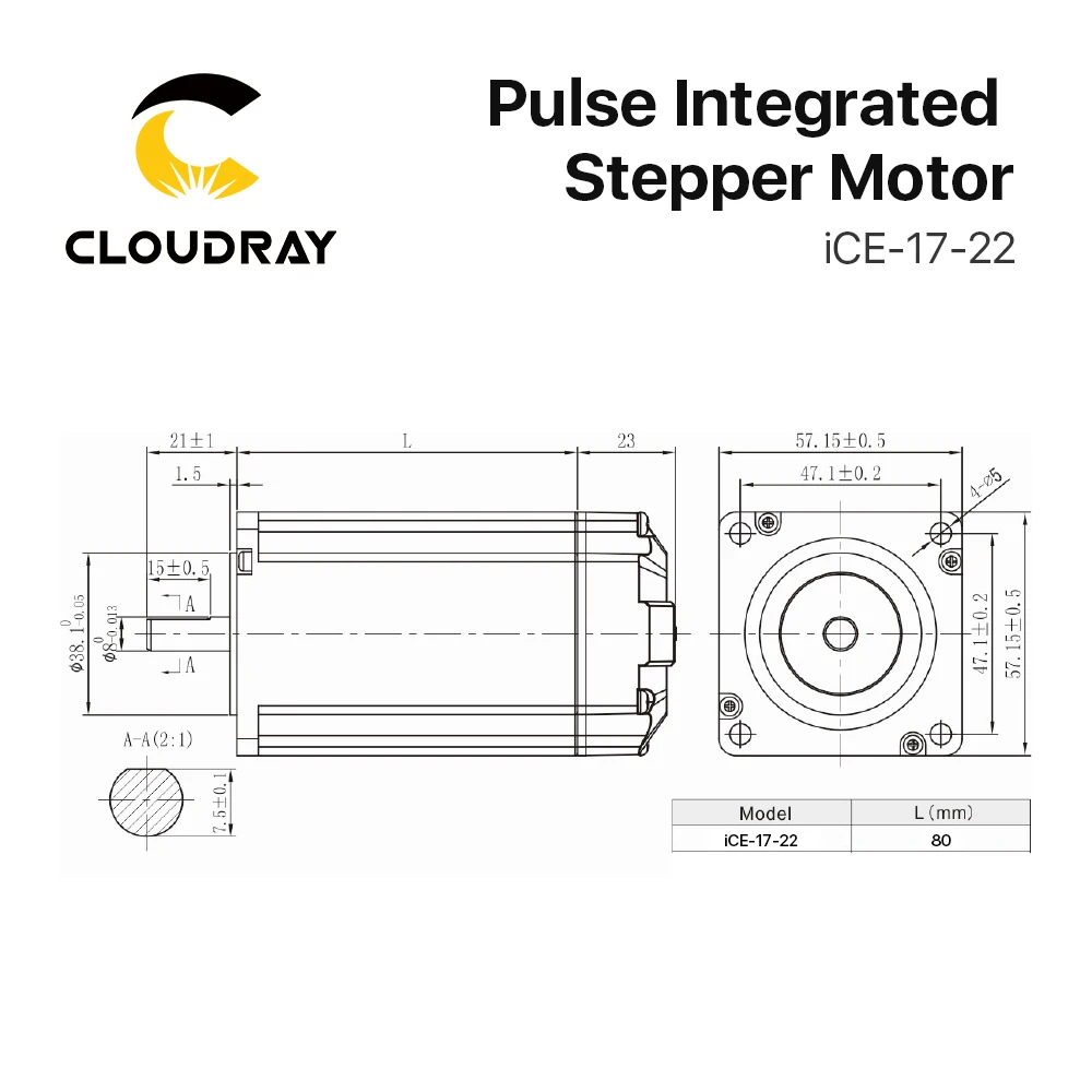 Imagem -06 - Cloudray 23 Circuito Fechado do Motor Nema Motorista 2-fase 2.2n.m 5a 50vdc 3000rpm 80 mm All-in-one Driver de Motor