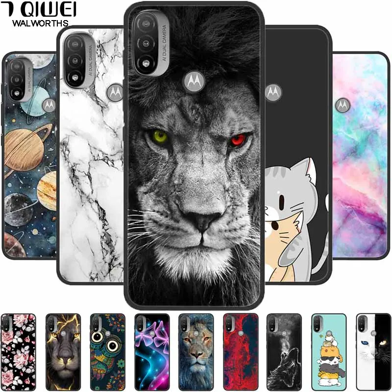 Phone Cases for Moto E40 E30 E20 Cover E 20 Silicone Painted Marble Wolf TPU Back Covers for Motorola Moto E30 E 40 Capa Shell