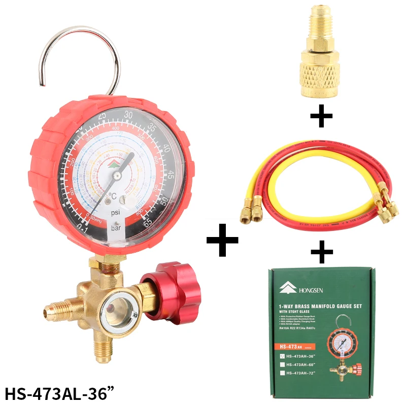 HONGSEN HS-466 Household Air Condition Fluorine Cool Gas Meter Valve Pressures Manifold Gauges Set for R410a R22 R134a R404a