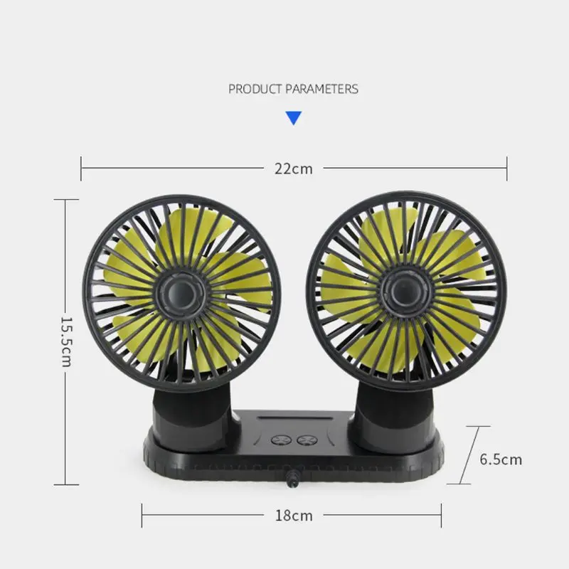 Dual Head Car Dashboard USB Fan Three Speed Control USB Fan for SUV Boat Office Q81F