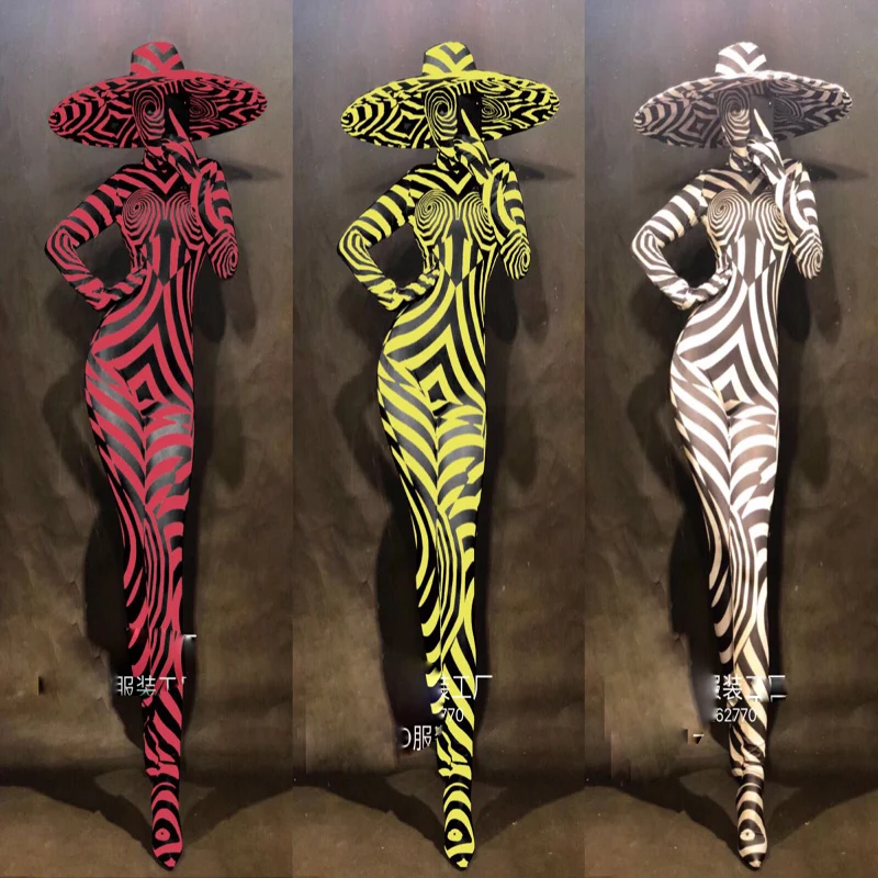 Sexy trajes de dança de salão de baile feminino mostra de palco veste dj cantor zebra outfit pólo dança macacão festa bodysuit discoteca desempenho