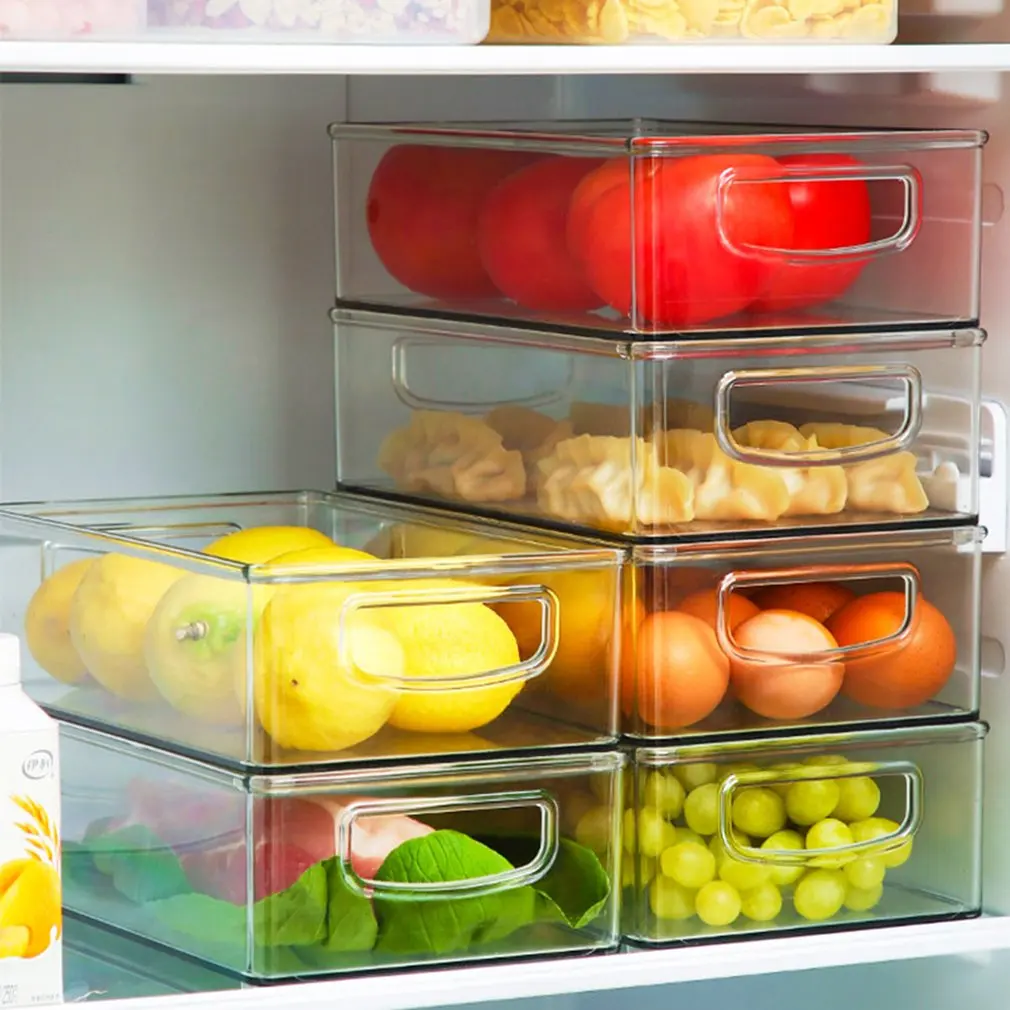 Transparent Refrigerator Organizer Bin Storage Box Compartment Refrigerator Drawer Fridge Storage Bin Containers Pantry Freezer