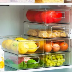 Transparent Refrigerator Organizer Bin Storage Box Compartment Refrigerator Drawer Fridge Storage Bin Containers Pantry Freezer