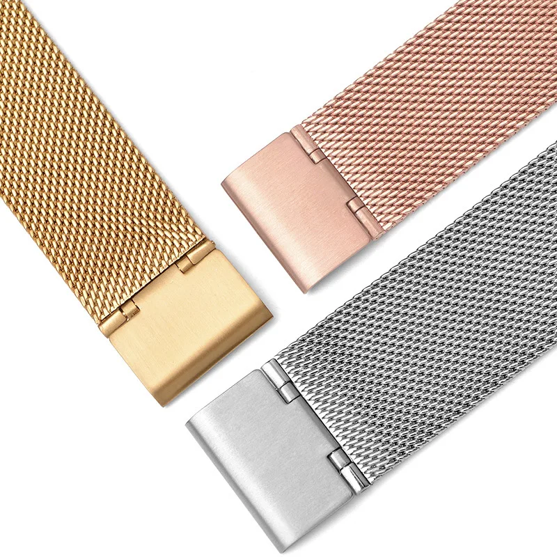 Business Replacement Mesh Strap 18mm 20mm 22mm for Samsung Galaxy Watch 42mm 46mm SM-R800 SM-R810 Rose Gold Metal Strap Band