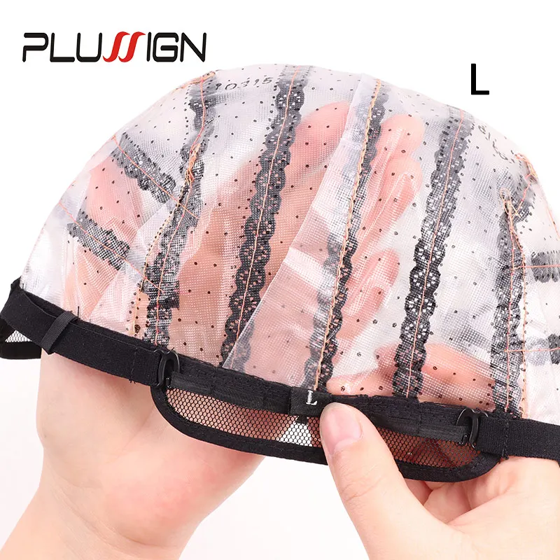 1 Teile/los 2 Teile/los Auflösen Perücke Kappe Mit Verstellbaren Riemen S M L Dome Kappen Kunststoff Haar Netze Plussign Perücke, der Basis Mesh Perücke Kappe – Detail 9