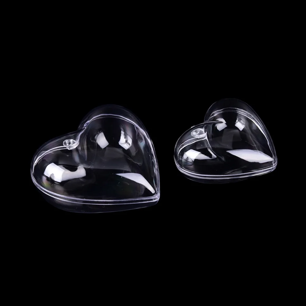 2pcs/1set 65/80mm Lovely Clear Candy Boxes Romantic Design Heart Ball Can Open Plastic Soap Cake Tools Pan Tin Baking Pastry