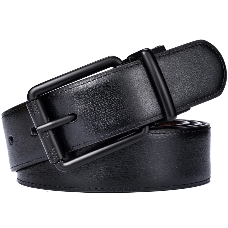 Boucle à rouleau de ceinture réversible en cuir pour hommes, 34mm de large, 1 marche arrière pour 2 couleurs, adaptée à l'appariement de Jean décontracté, 1 pièce