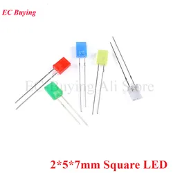 10Pcs-100Pcs Square 2*5*7mm Ultra Bright LED Light-emitting Diode 2X5X7mm Red Yellow Green Blue White Mix Diodes DIY Electronic