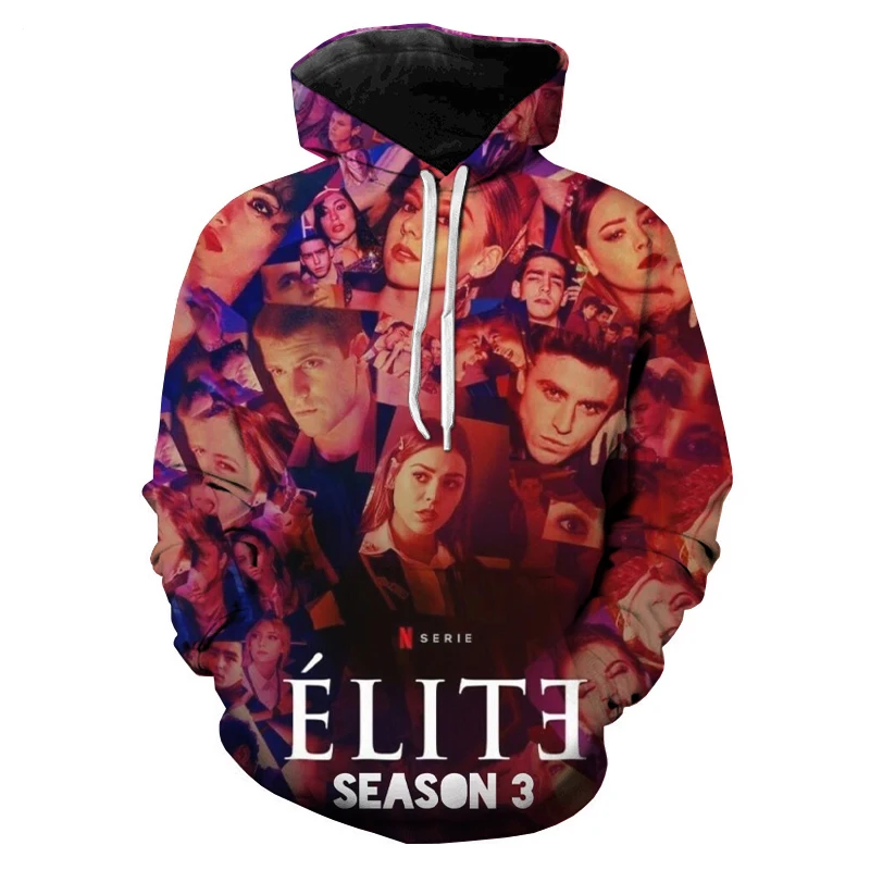 Hot TV Series Elite Season 3 hoodie 3D Print  Sweatshirts Harajuku Oversized Hoodies Men Women Fashion Movies Casual Pullover