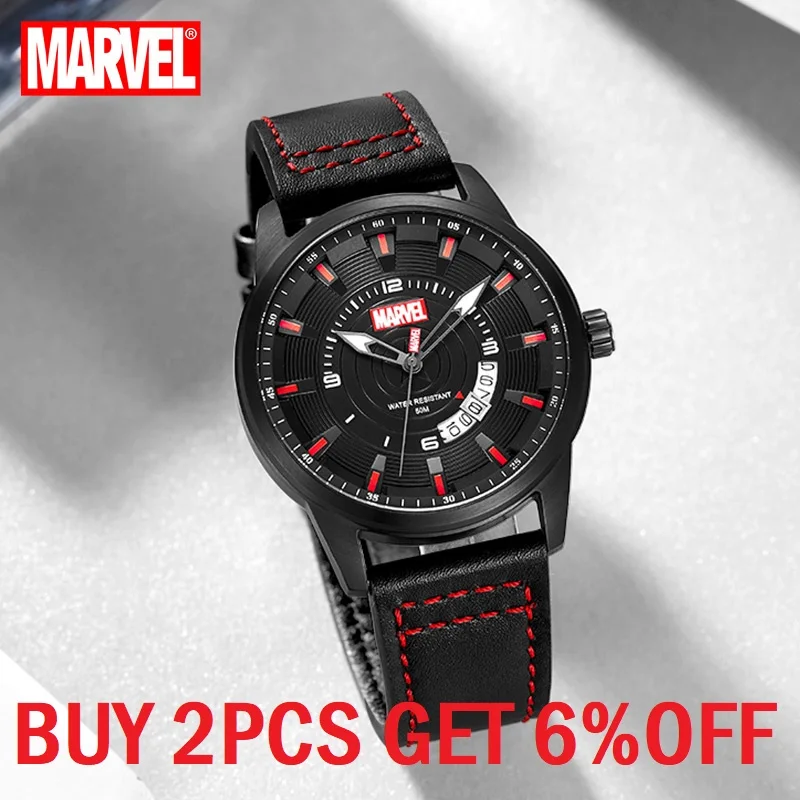 Disney Official Marvel Captain America Quartz Sport Wristwatches Crystal Glass Fashion Casual Male Clock DateRelogio Masculino