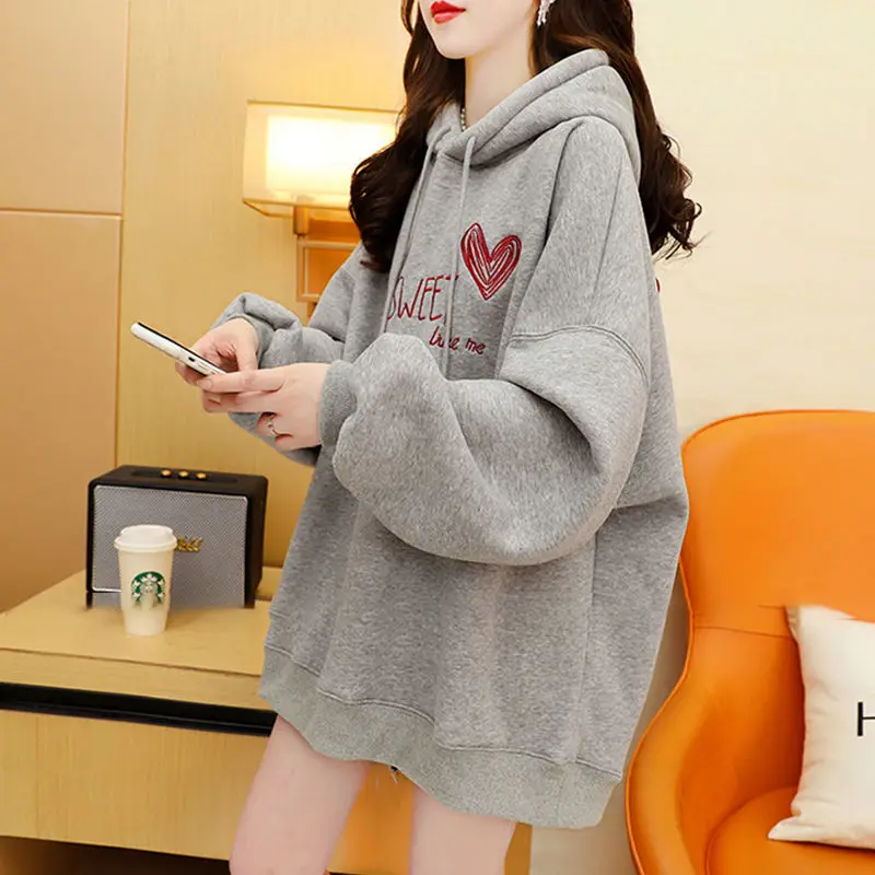 New Plus Velvet Female Bow Pullover Casual Trend Winter Women Sweatshirt Harajuku Harajuku Print Cute Dancing Little Girl Coat