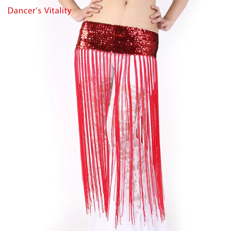 Belly dance costumes belt elastic force Sequin long tassel belly dance hip scarf for women belly dancing belts