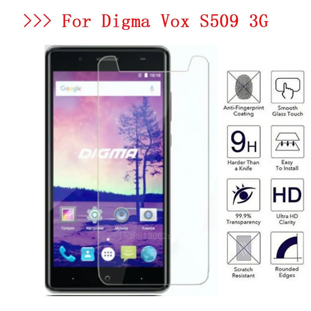 2.5D 0.26mm Ultra Thin Tempered Glass For Digma VOX S509 3G Toughened Screen Protector Film Protective Screen Case Universal