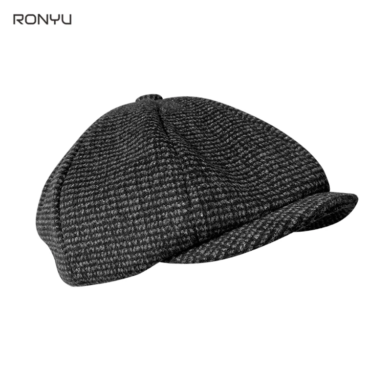 New Winter Caps For Men Black Men\'s Newsboy Hats Vintage Herringbone Octagon Cap Women Berets Gatsby Flat Hat BJM17