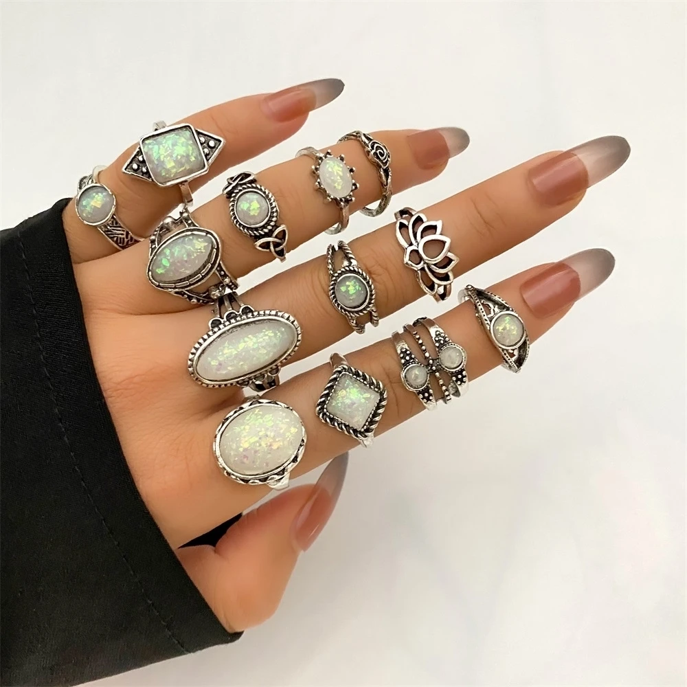 FNIO Vintage Trendy Boho Midi Knuckle Ring Set For Women Geometric Finger Rings Fashion Bohemian Jewelry