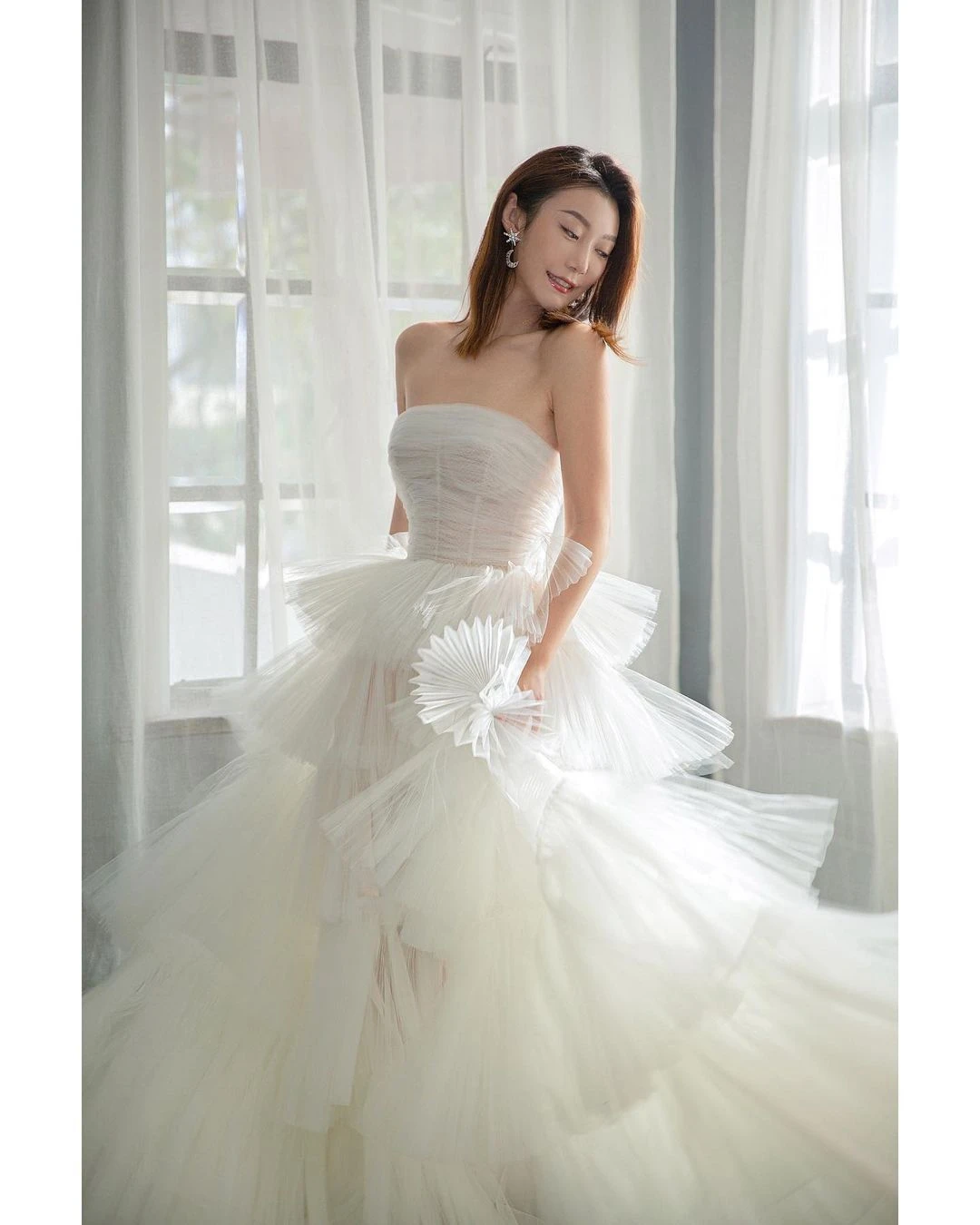 Elegant Bridal Dress Lady Strapless Corset Bodices Multi-layer Cake Evening Dress Ruffle Tulle Prom Dress Long 2023 Plus Size