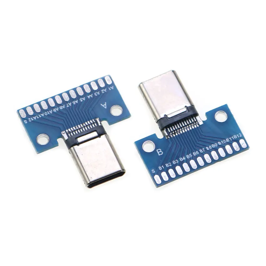 YuXi-conector USB tipo C, adaptador de enchufe macho y hembra de 24 Pines, placa de prueba USB 3,1, 24 P, Base de enchufe, placa PCB