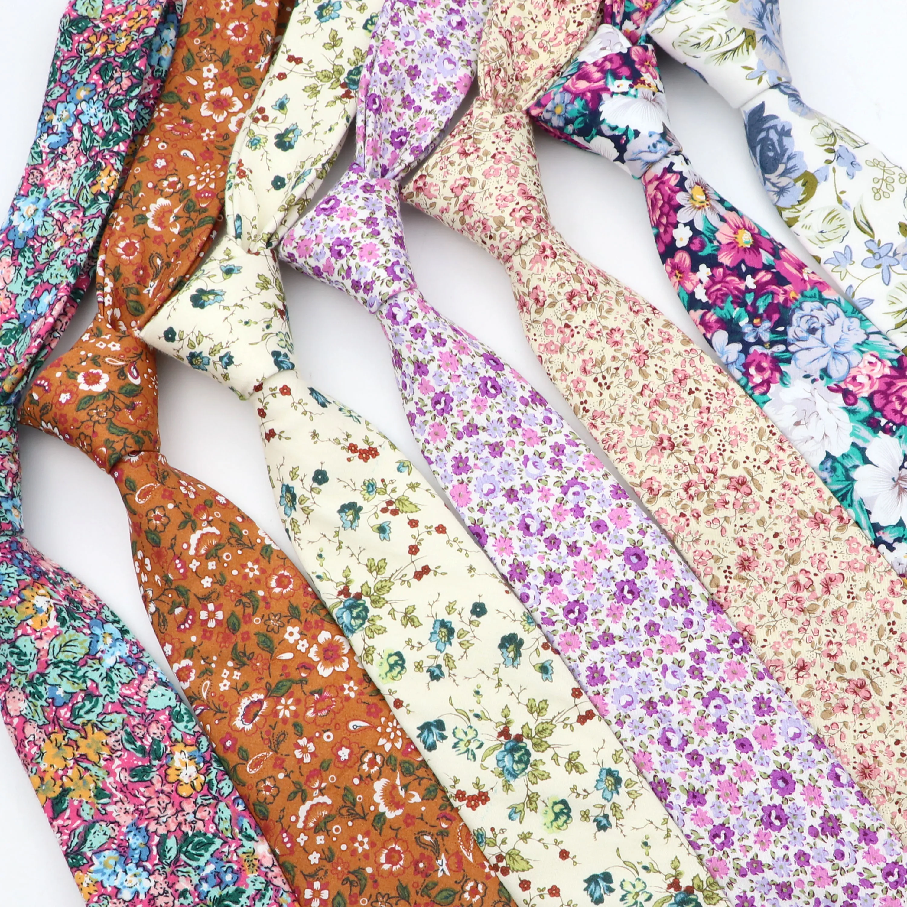 

New Men's Floral Neck Ties Skinny Casual Cotton Slim Tie Wedding Party Classic Neckties Suits Flower Print Neck Ties Cravat Gift