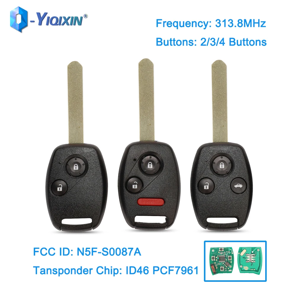 

YIQIXIN 2/3/4 Buttons 433.92MHz Smart Remote Control Car Key For Honda Accord CIVIC STREAM EX Si 2003 2004 2006-2011 N5F-S0084A