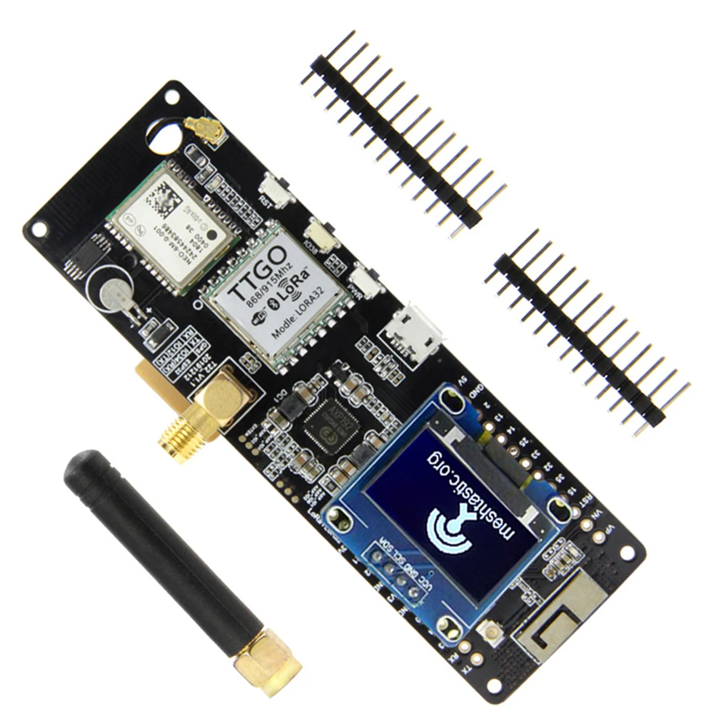 Imagem -04 - Lilygo®ttgo Meshtastic T-beam V1.1 Esp32 433 868 915 923mhz Wifi Ble Lora Esp32 Gps Neo6m Sma 18650 Suporte de Bateria com Oled