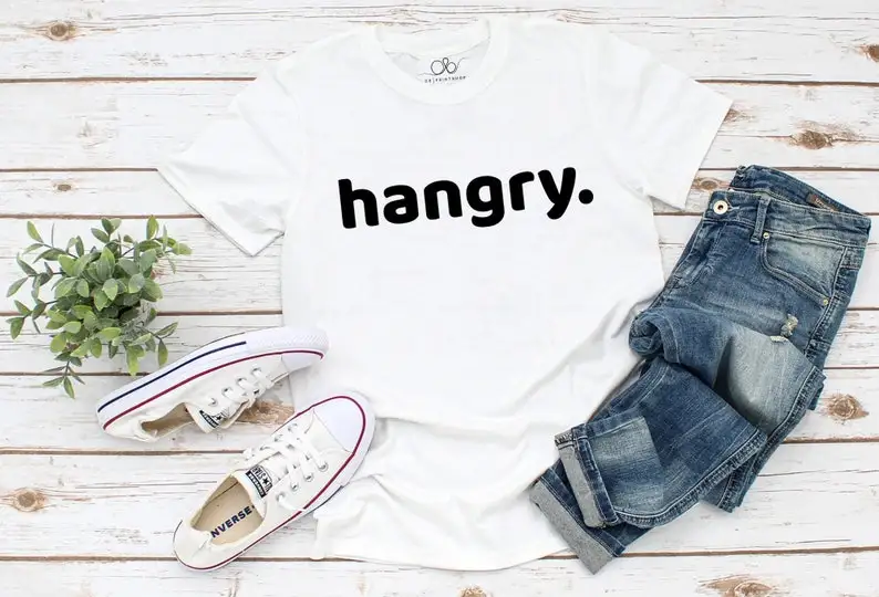 Sugarbaby Hangry Funny Graphic T-shirt Hungry and Food Shirts I'm Hungry t shirt Short Sleeved Fashion Tumblr Tee Drop Ship