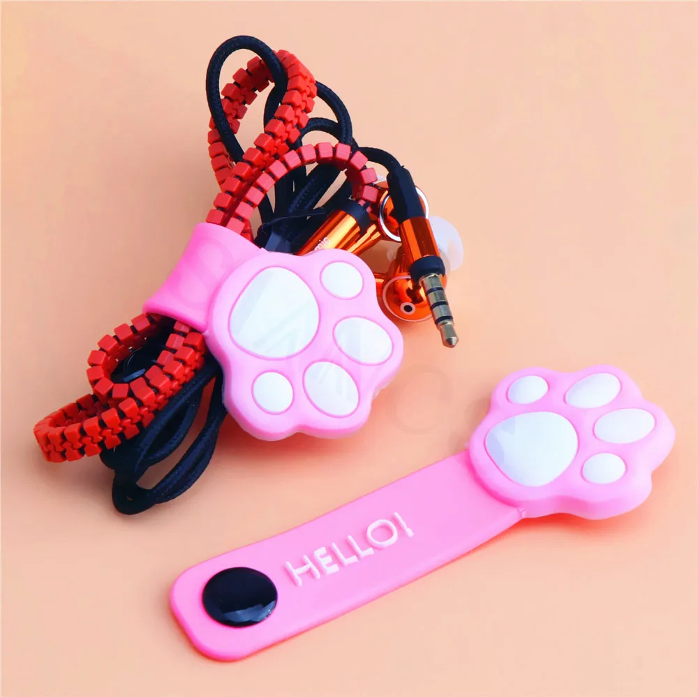 Cartoon Wire Storage Buckle Holder Organizer Mobile Phone Data Cable Winder Cat Paw Silicone Cute Earphone Cable Management Clip