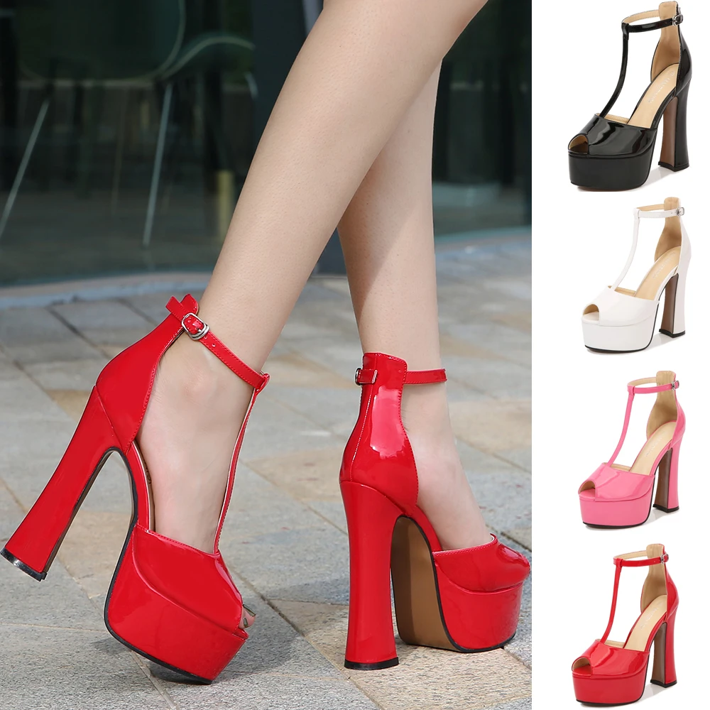 

Peep Toe T-strap D'orsay Platform Chunky Heels Size 35-46 Men's Heels Drag Queen Trans Queer Party Ball Black Punk Women Shoes