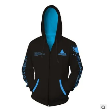 Anime game Detroit: Become Human RK800 Connor Cosplay clothing digital printing Hooded Sweatshirt top coat