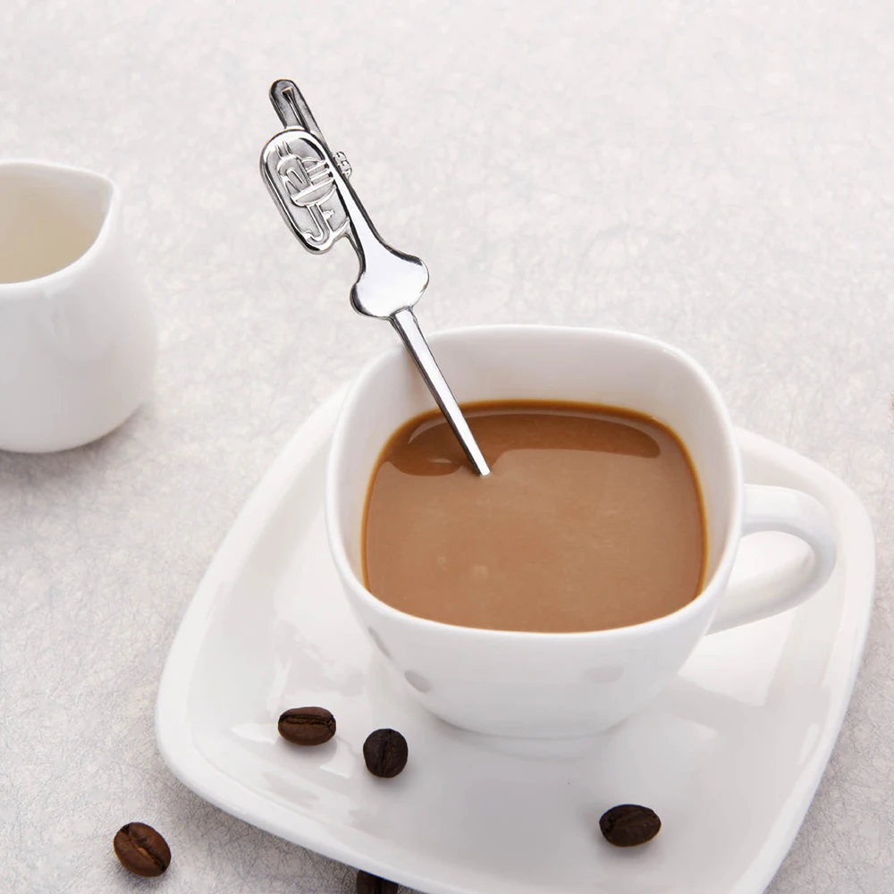 1 Pcs Creative Musical Note Spoons Long Handle Coffee Spoon Stainless Steel Teaspoon Stirring Spoons Tableware